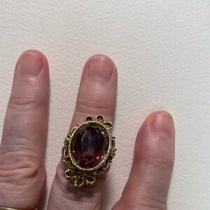 Elegant Gold and Purple Gemstone Ring